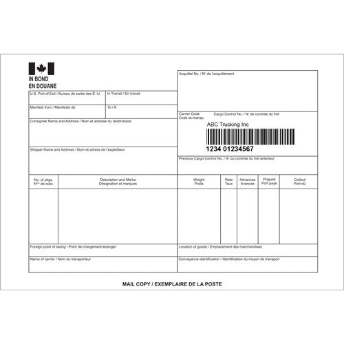 Order A8A(B) In-Bond Cargo Control Documents (with PARS Labels ...